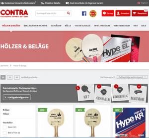 Contra Tischtennis Online Shop