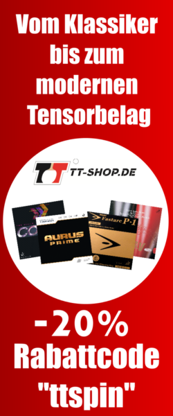 20% Rabatt auf alle Tischtennisbeläge